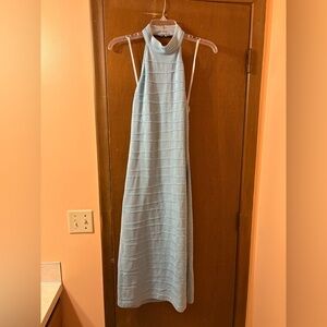 NWT St. John Evening Vintage Y2K blue halter sequin midi dress